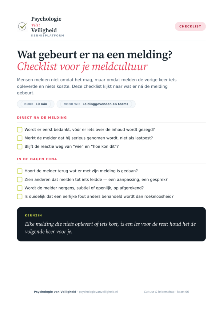 Voorbeeld van Wat gebeurt er na een melding?