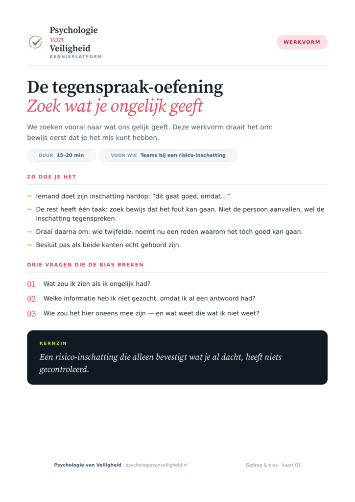 Voorbeeld van De tegenspraak-oefening