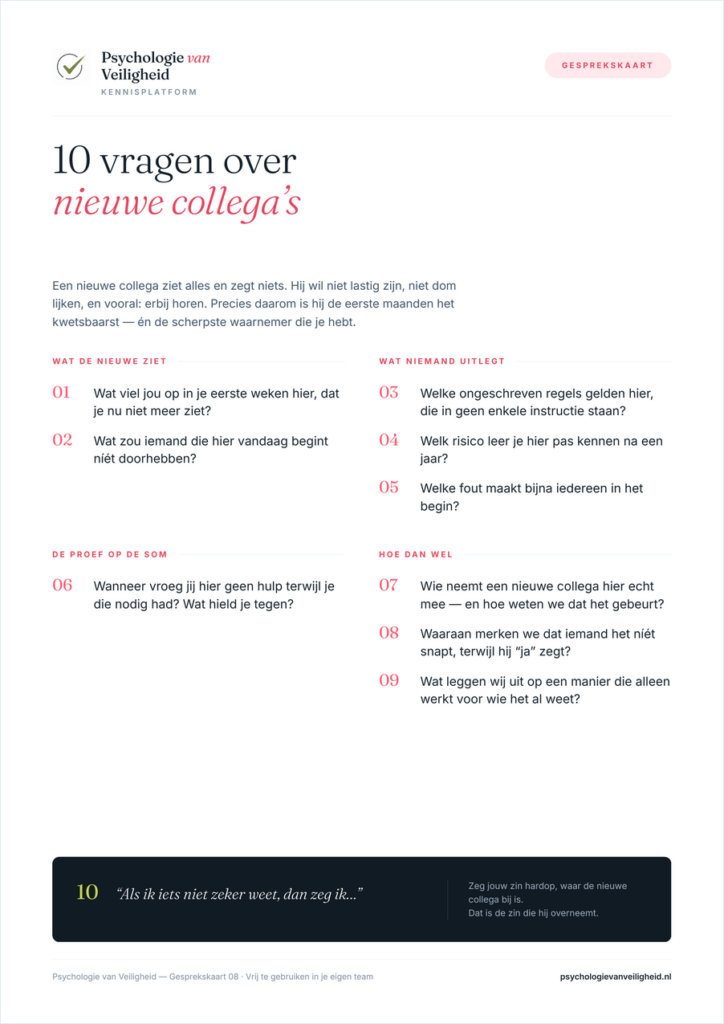 Voorbeeld van 10 vragen over nieuwe collega’s